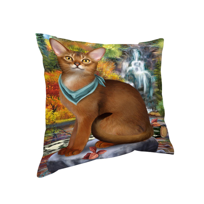 Scenic Waterfall Abyssinian Cat Pillow PIL75788