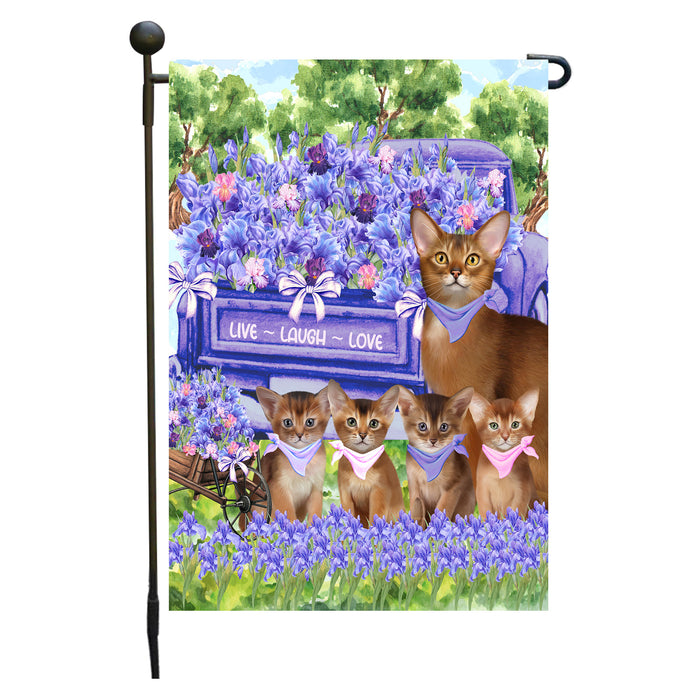Abyssinian Cats Garden Flag for Cat and Pet Lovers, Explore a Variety of Designs, Custom, Personalized, Weather Resistant, Double-Sided, Outdoor Garden Yard Decoration