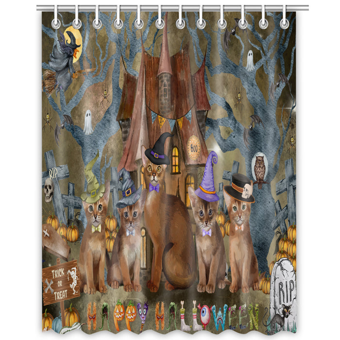Abyssinian Cats Shower Curtain, Explore a Variety of Personalized Designs, Custom, Waterproof Bathtub Curtains with Hooks for Bathroom, Dog Gift for Pet Lovers