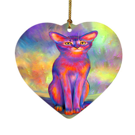 Paradise Wave Abyssinian Cat Heart Christmas Ornament HPOR57037