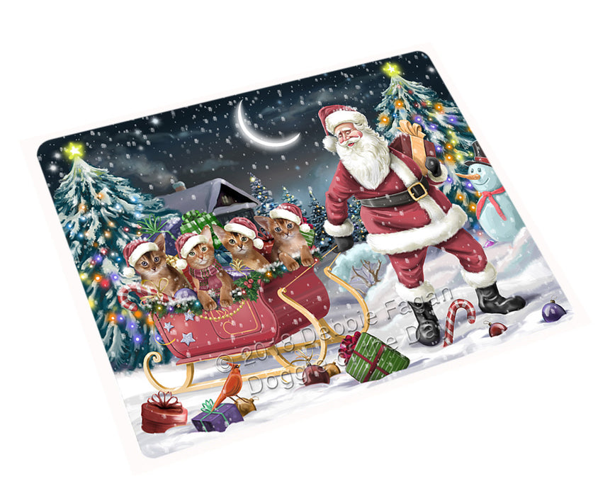 Santa Sled Christmas Happy Holidays Abyssinian Cats Large Refrigerator / Dishwasher Magnet RMAG87138