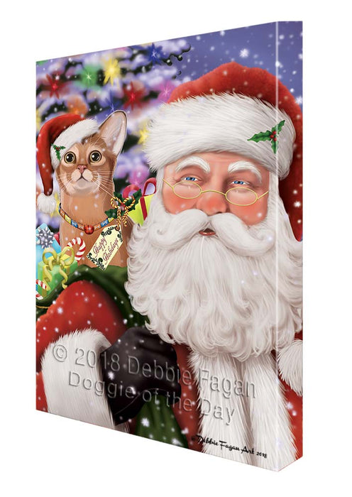 Santa Carrying Abyssinian Cat and Christmas Presents Canvas Print Wall Art Décor CVS119195