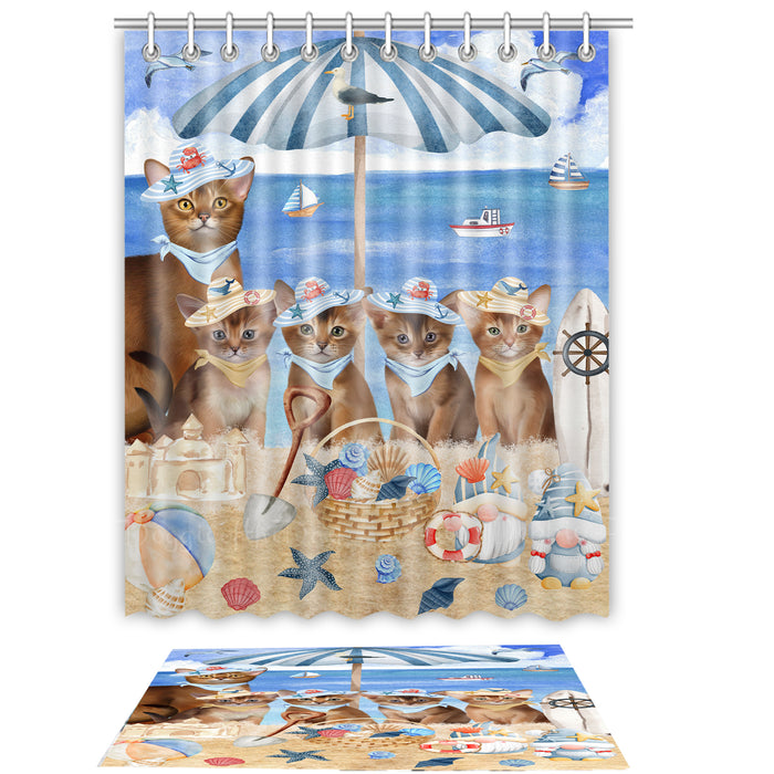 Abyssinian Shower Curtain & Bath Mat Set - Explore a Variety of Custom Designs - Personalized Curtains with hooks and Rug for Bathroom Decor - Cat Gift for Pet Lovers