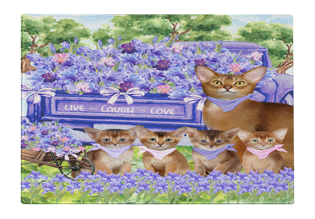 Abyssinian Cats Cutting Board: Explore a Variety of Designs, Custom, Personalized, Kitchen Tempered Glass Scratch and Stain Resistant, Gift for Cat and Pet Lovers