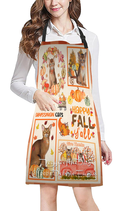 Happy Fall Y'all Pumpkin Abyssinian Cats Cooking Kitchen Adjustable Apron Apron49163