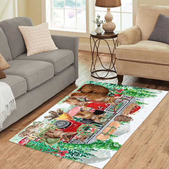 Christmas Time Camping with Abyssinian Cats Area Rug - Ultra Soft Cute Pet Printed Unique Style Floor Living Room Carpet Decorative Rug for Indoor Gift for Pet Lovers