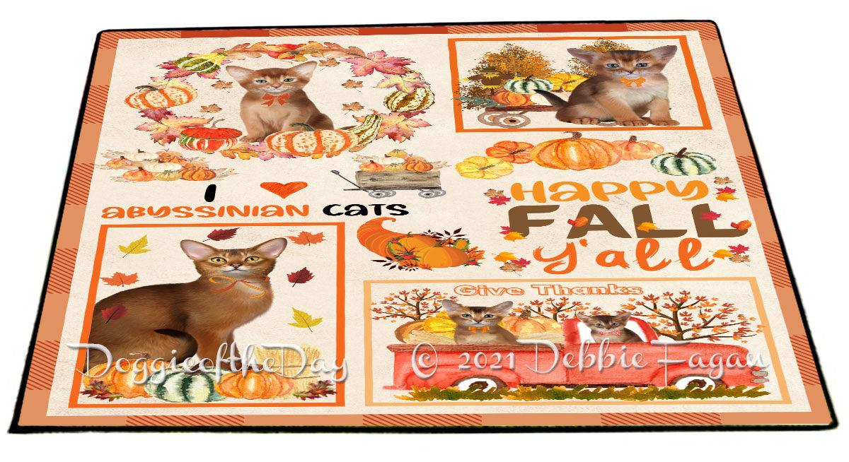Happy Fall Y'all Pumpkin Abyssinian Cats Indoor/Outdoor Welcome Floormat - Premium Quality Washable Anti-Slip Doormat Rug FLMS58489