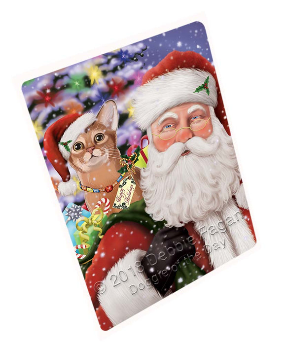 Santa Carrying Abyssinian Cat and Christmas Presents Magnet MAG71559 (Small 5.5" x 4.25")