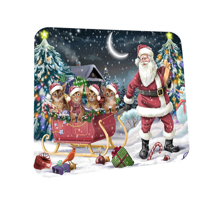 Santa Sled Christmas Happy Holidays Abyssinian Cats Coasters Set of 4 CST54334