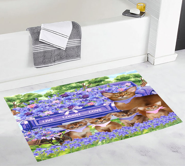 Abyssinian Bath Mat: Non-Slip Bathroom Rug Mats, Custom, Explore a Variety of Designs, Personalized, Gift for Pet and Cat Lovers