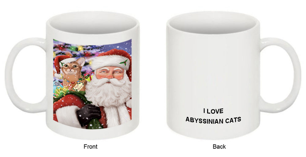 Santa Carrying Abyssinian Cat and Christmas Presents Coffee Mug MUG50872