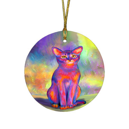 Paradise Wave Abyssinian Cat Round Flat Christmas Ornament RFPOR57037