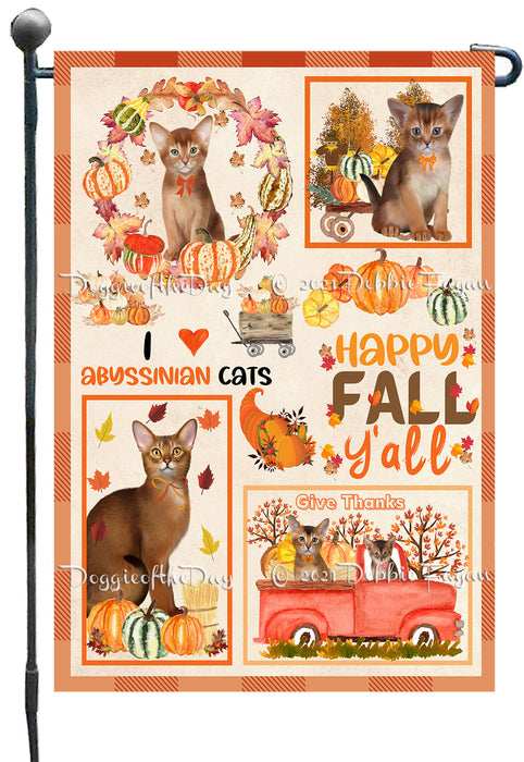 Happy Fall Y'all Pumpkin Abyssinian Cats Garden Flags- Outdoor Double Sided Garden Yard Porch Lawn Spring Decorative Vertical Home Flags 12 1/2"w x 18"h