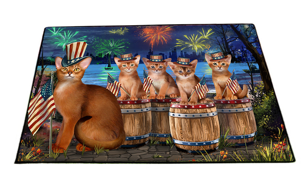 4th of July Independence Day Firework Abyssinian Cats Floormat FLMS54353