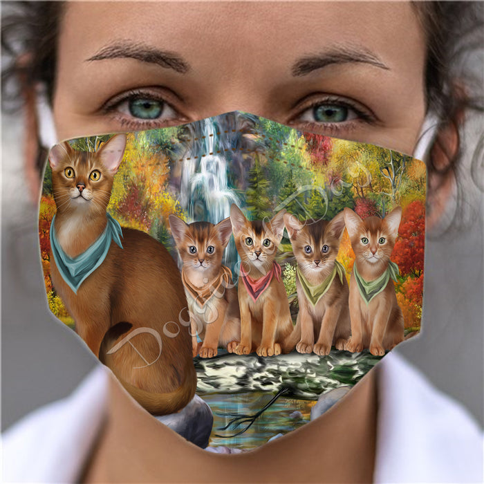 Scenic Waterfall Abyssinian Cats Face Mask FM49255
