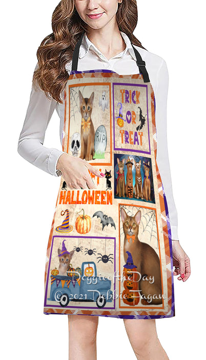 Happy Halloween Trick or Treat Abyssinian Cats Cooking Kitchen Adjustable Apron Apron49271