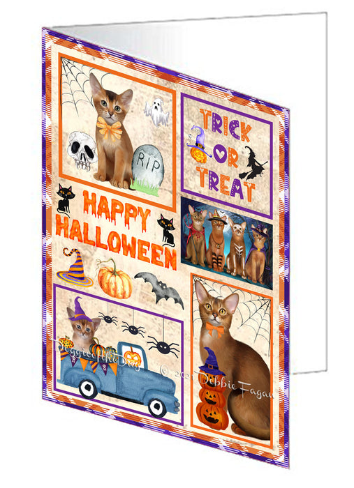 Happy Halloween Trick or Treat Abyssinian Cats Handmade Artwork Assorted Pets Greeting Cards and Note Cards with Envelopes for All Occasions and Holiday Seasons GCD76352