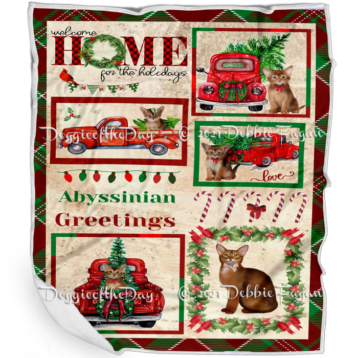 Welcome Home for Christmas Holidays Abyssinian Cats Blanket BLNKT71736