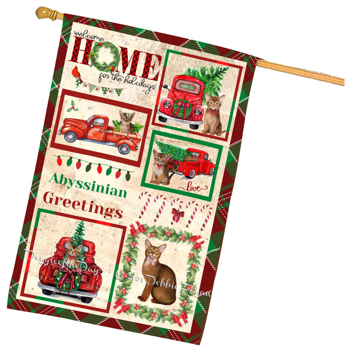 Welcome Home for Christmas Holidays Abyssinian Cats House flag FLG66965