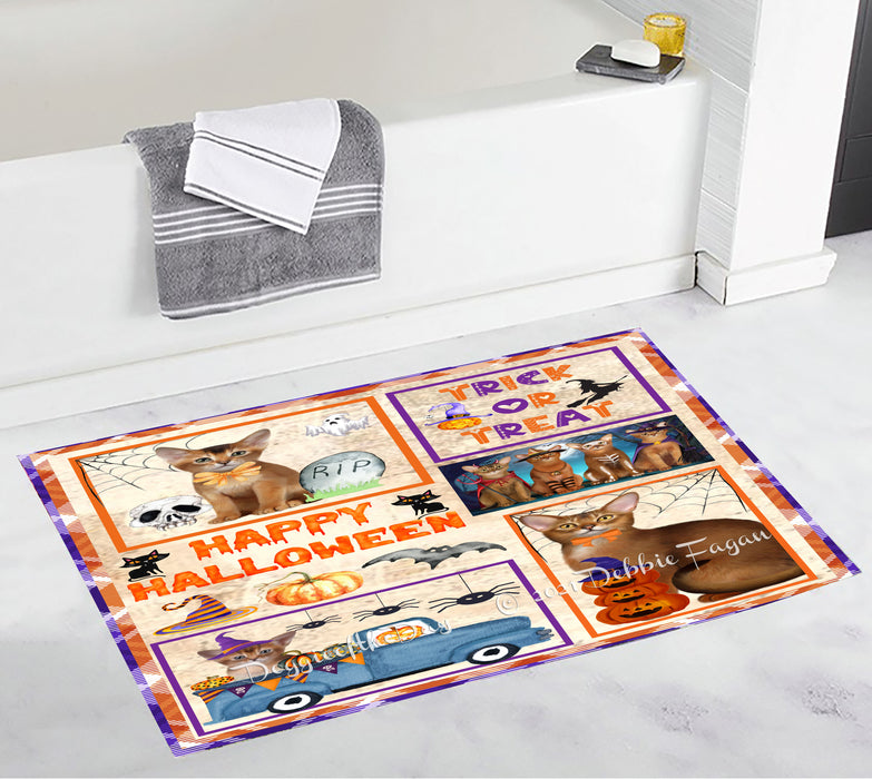 Happy Halloween Trick or Treat Abyssinian Cats Bathroom Rugs with Non Slip Soft Bath Mat for Tub BRUG54538