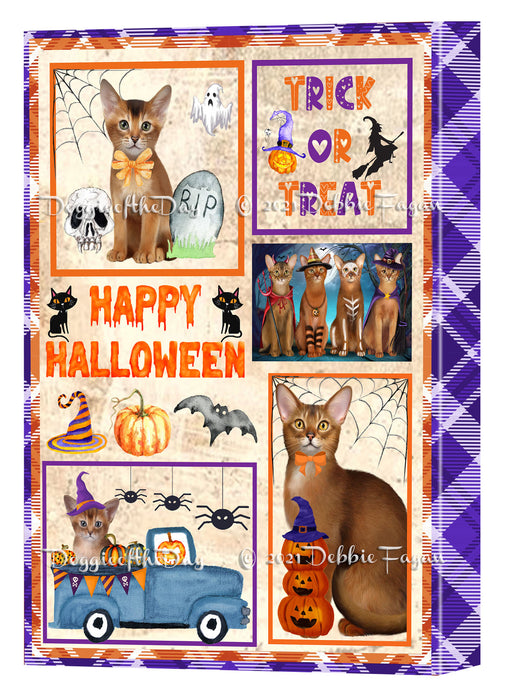 Happy Halloween Trick or Treat Abyssinian Cats Canvas Wall Art Decor - Premium Quality Canvas Wall Art for Living Room Bedroom Home Office Decor Ready to Hang CVS150074