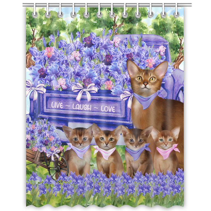 Abyssinian Cats Shower Curtain, Explore a Variety of Personalized Designs, Custom, Waterproof Bathtub Curtains with Hooks for Bathroom, Dog Gift for Pet Lovers