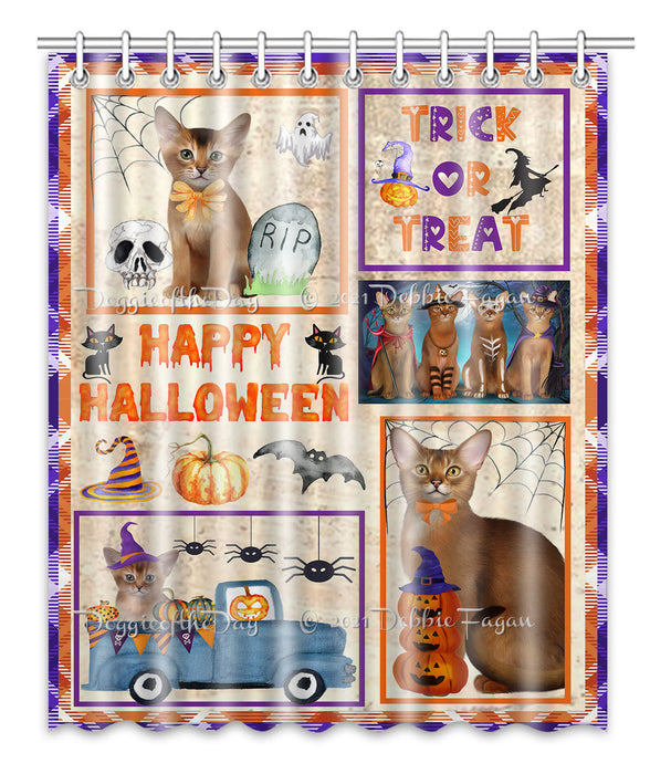 Happy Halloween Trick or Treat Abyssinian Cats Shower Curtain Bathroom Accessories Decor Bath Tub Screens