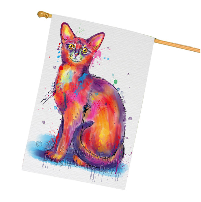 Watercolor Abyssinian Cat House Flag FLG65208