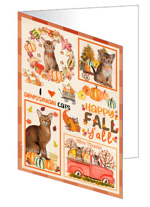 Happy Fall Y'all Pumpkin Abyssinian Cats Handmade Artwork Assorted Pets Greeting Cards and Note Cards with Envelopes for All Occasions and Holiday Seasons GCD76862