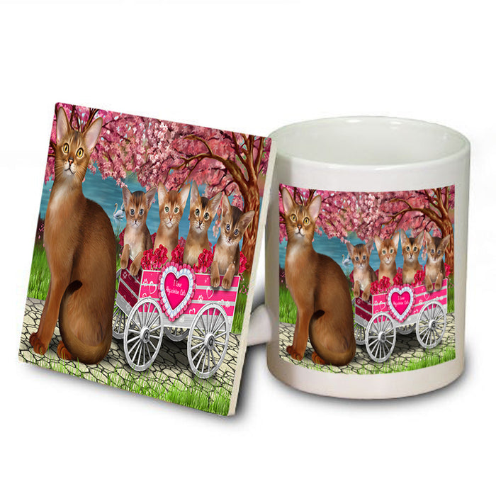I Love Abyssinian Cats in a Cart Mug and Coaster Set MUC54201