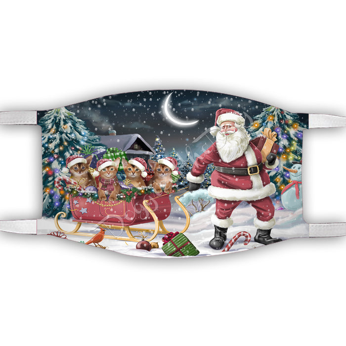 Santa Sled Dogs Christmas Happy Holidays Abyssinian Cats Face Mask FM48951