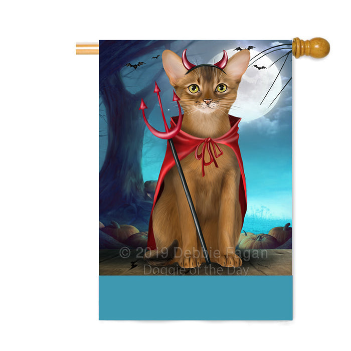 Personalized Happy Halloween Trick or Treat Abyssinian Cat Devil Custom House Flag FLG64134