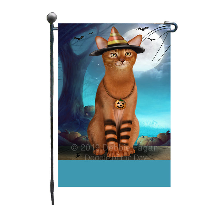 Personalized Happy Halloween Trick or Treat Abyssinian Cat Candy Corn Custom Garden Flag GFLG64388