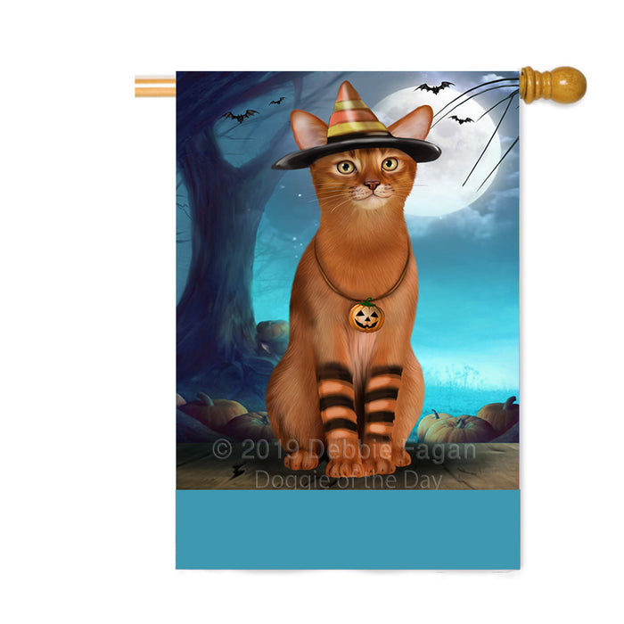 Personalized Happy Halloween Trick or Treat Abyssinian Cat Candy Corn Custom House Flag FLG64079