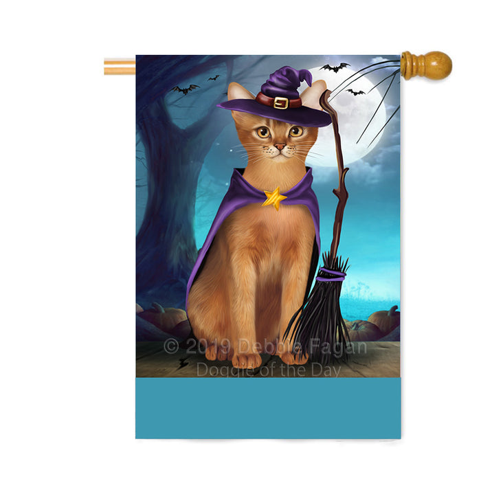 Personalized Happy Halloween Trick or Treat Abyssinian Cat Witch Custom House Flag FLG64244