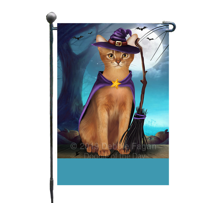 Personalized Happy Halloween Trick or Treat Abyssinian Cat Witch Custom Garden Flag GFLG64553