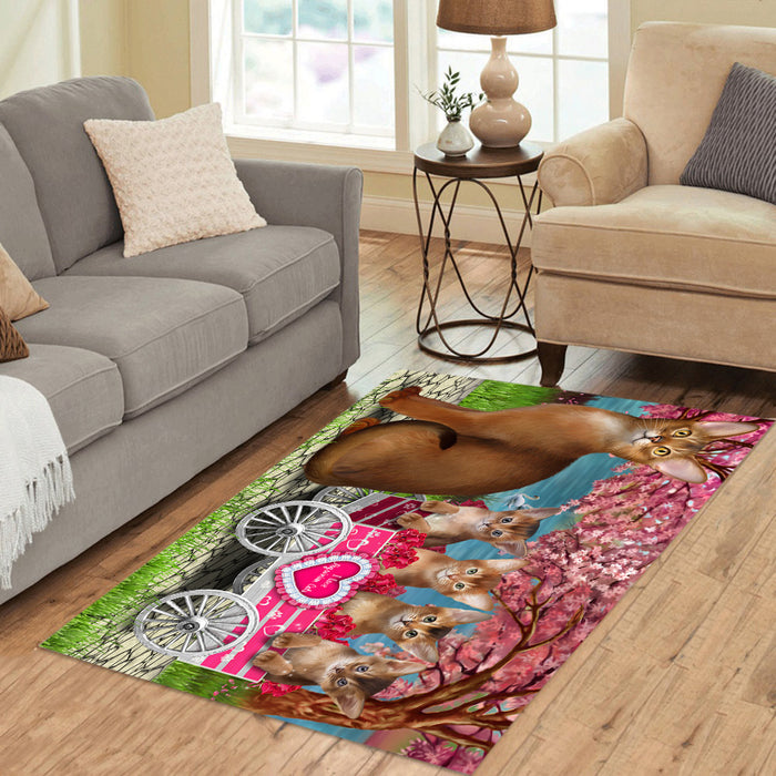 I Love Abyssinian Cats in a Cart Area Rug