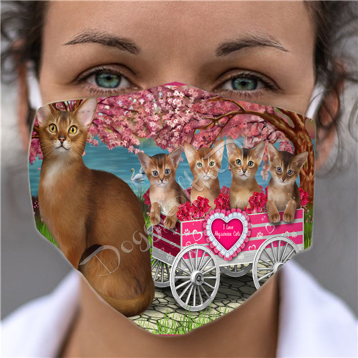 I Love Abyssinian Cats in a Cart Face Mask FM48101