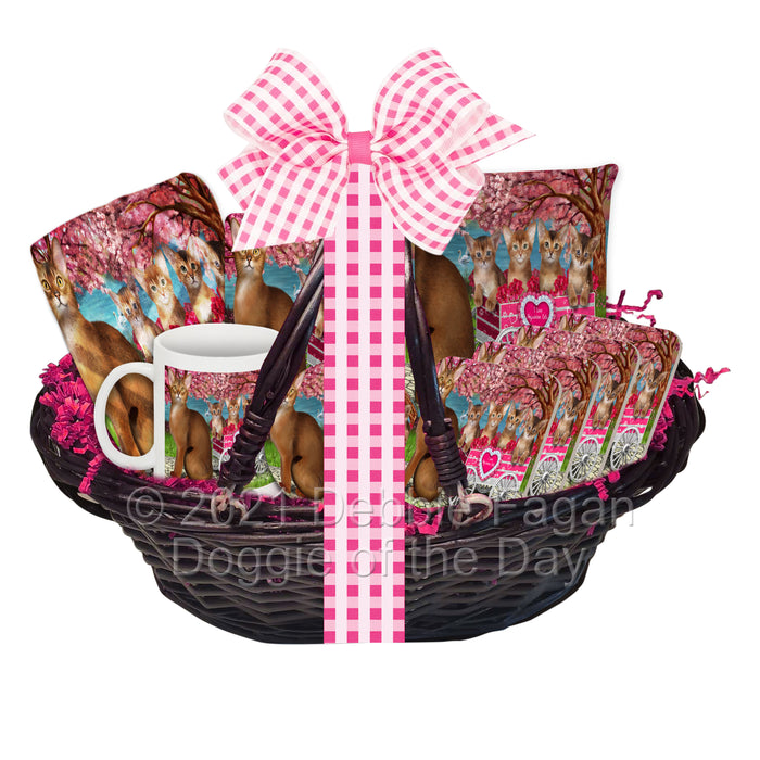Mother's Day Gift Basket Abyssinian Cats Blanket, Pillow, Coasters, Magnet, Coffee Mug and Ornament