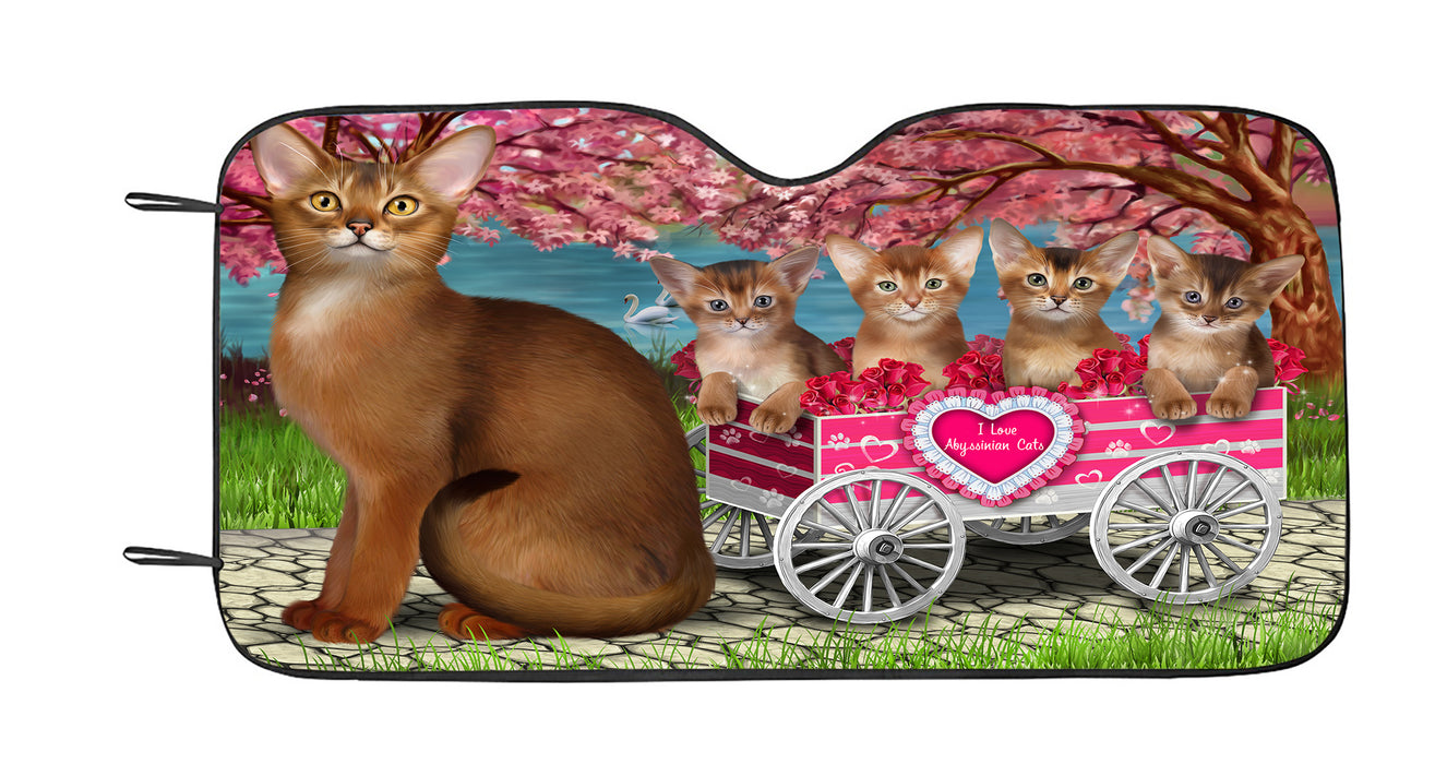 I Love Abyssinian Cats in a Cart Car Sun Shade