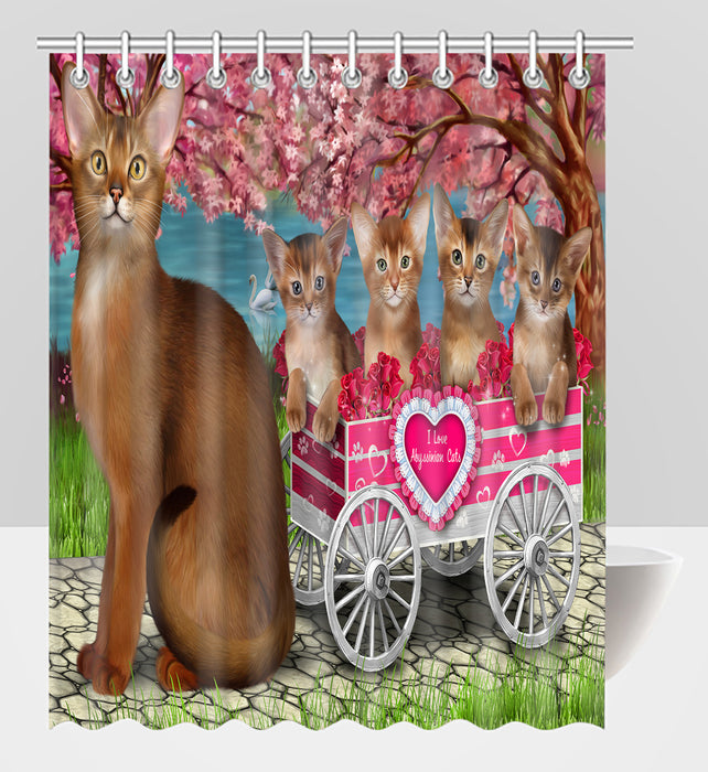 I Love Abyssinian Cats in a Cart Shower Curtain