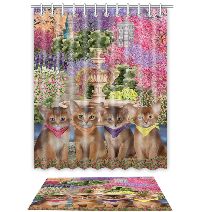 Abyssinian Shower Curtain with Bath Mat Combo: Curtains with hooks and Rug Set Bathroom Decor, Custom, Explore a Variety of Designs, Personalized, Pet Gift for Cat Lovers