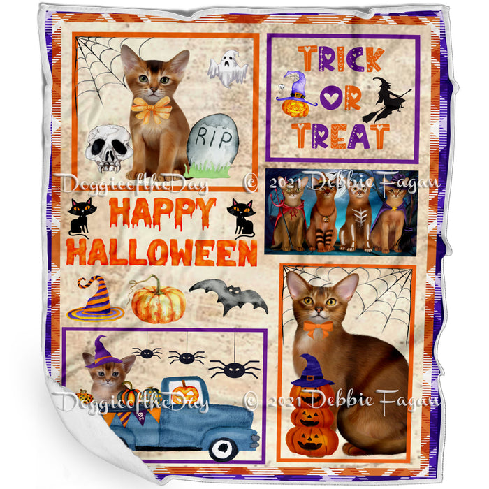 Happy Halloween Trick or Treat Abyssinian Cats Blanket BLNKT143806