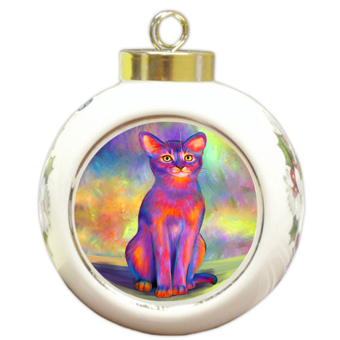 Paradise Wave Abyssinian Cat Round Ball Christmas Ornament RBPOR57037