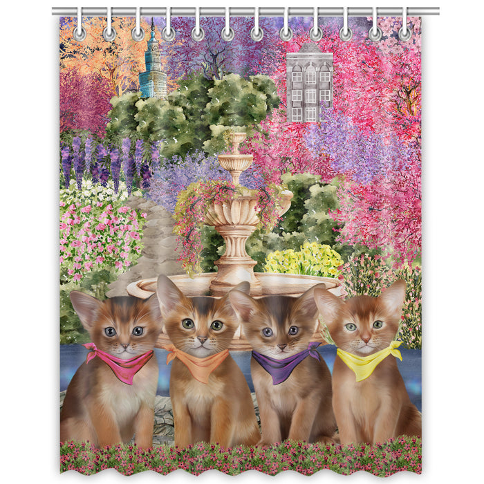 Abyssinian Cats Shower Curtain, Personalized Bathtub Curtains for Bathroom Decor with Hooks, Explore a Variety of Designs, Custom, Pet Gift for Dog Lovers