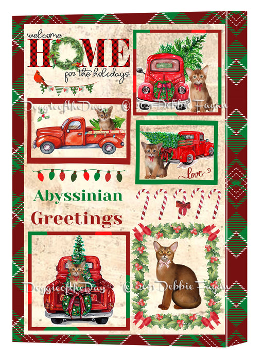 Welcome Home for Christmas Holidays Abyssinian Cats Canvas Wall Art Decor - Premium Quality Canvas Wall Art for Living Room Bedroom Home Office Decor Ready to Hang CVS149111
