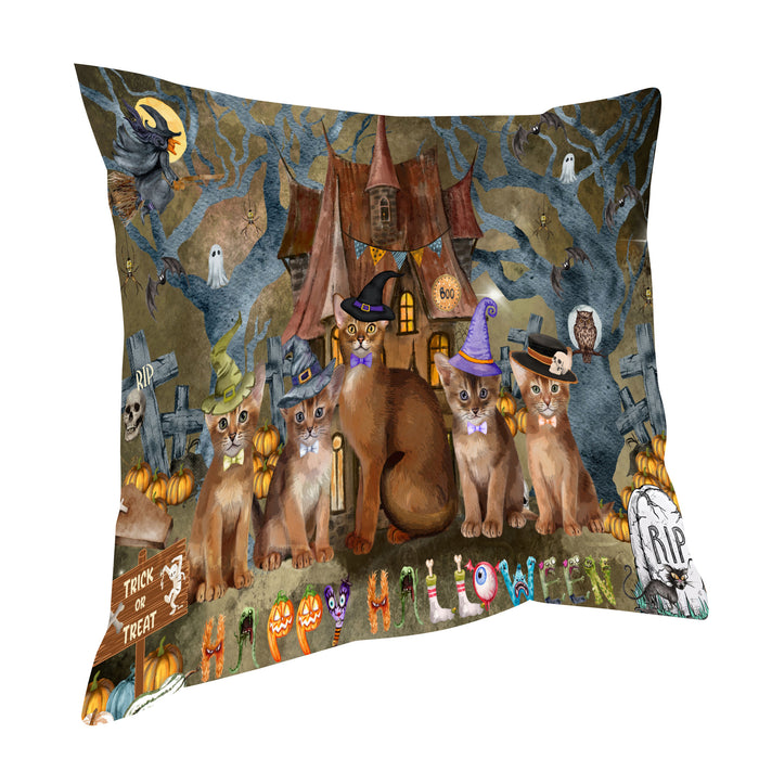 Abyssinian Throw Pillow: Explore a Variety of Designs, Custom, Cushion Pillows for Sofa Couch Bed, Personalized, Cat Lover's Gifts