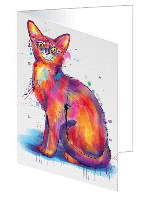Watercolor Abyssinian Cat Handmade Artwork Assorted Pets Greeting Cards and Note Cards with Envelopes for All Occasions and Holiday Seasons GCD77018