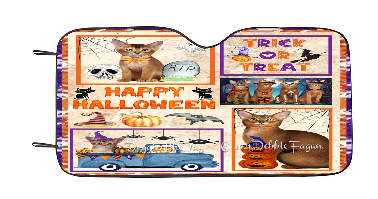Happy Halloween Trick or Treat Abyssinian Cats Car Sun Shade Cover Curtain