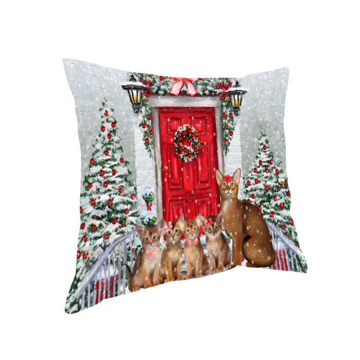 Christmas Holiday Welcome Abyssinian Cats Pillow with Top Quality High-Resolution Images - Ultra Soft Pet Pillows for Sleeping - Reversible & Comfort - Ideal Gift for Dog Lover - Cushion for Sofa Couch Bed - 100% Polyester